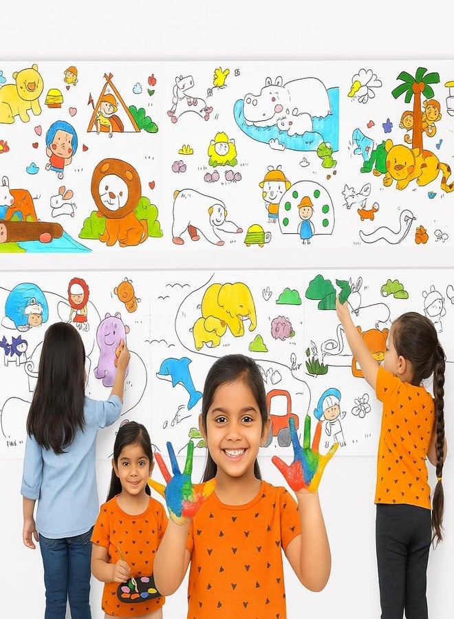 Clapjoy لفة ورق تلوين ورسم للأطفال من كلابجوي (متران) | لفة فن الرسم | أوراق تلوين قابلة لإعادة الاستخدام واللصق | مجموعة فنية صديقة للبيئة وغير سامة | هدية تذكارية ممتعة وتعليمية - Image 1